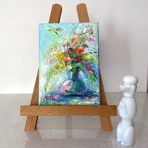 GIFT IDEA Flowers Small Painting Original Oil art